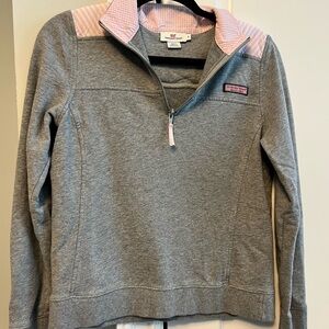 Vineyard Vines Gray and Pink Cotton Pullover